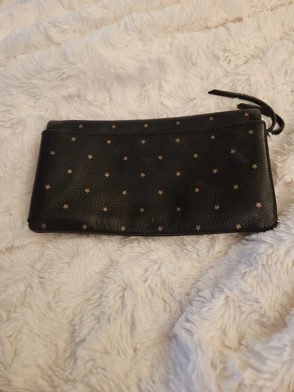HOBO☆Black Star-Print Leather Wallet with Gold Zip